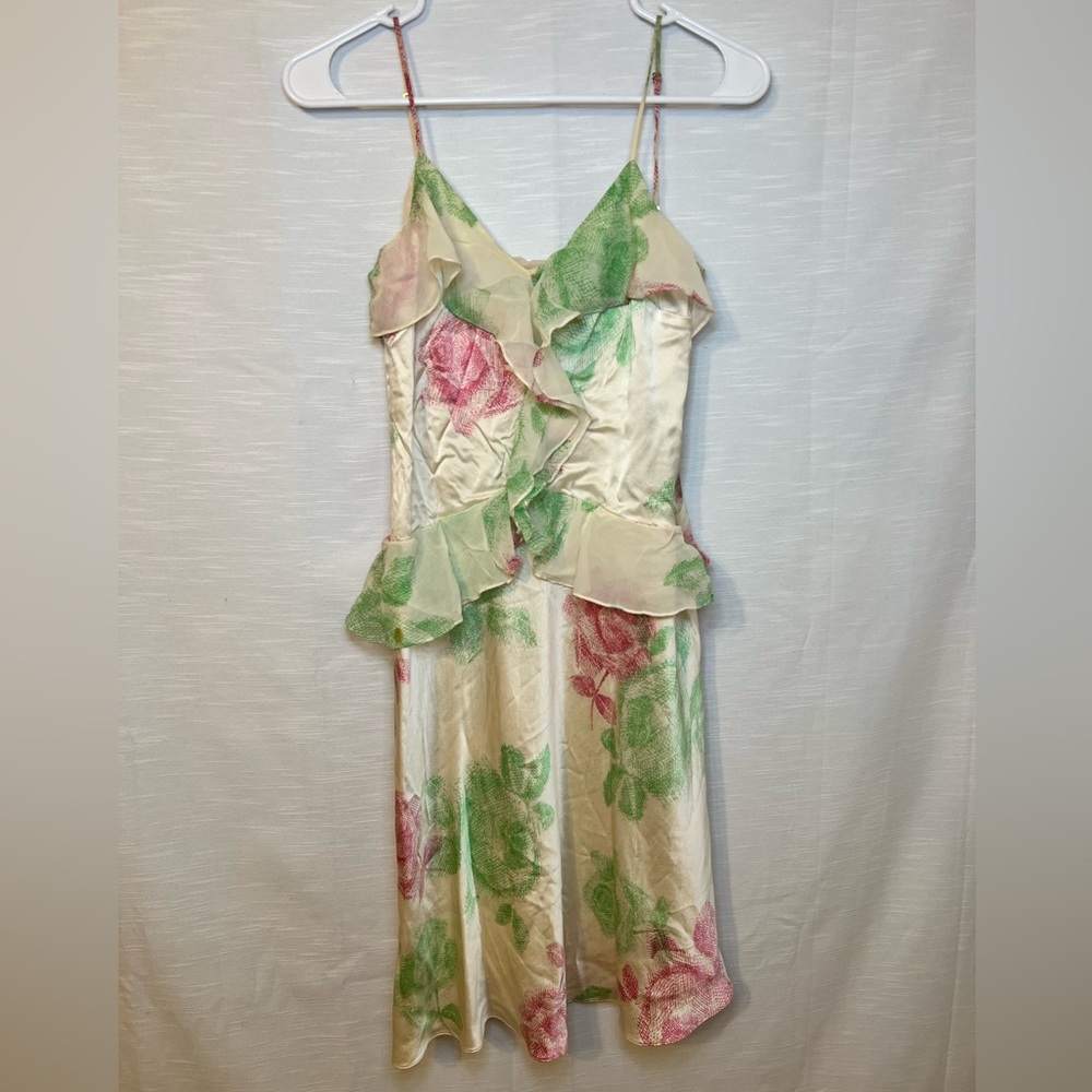 BCBGMaxAzria Floral Midi Dress - Cream, Pink, Green - Picture 2 of 8